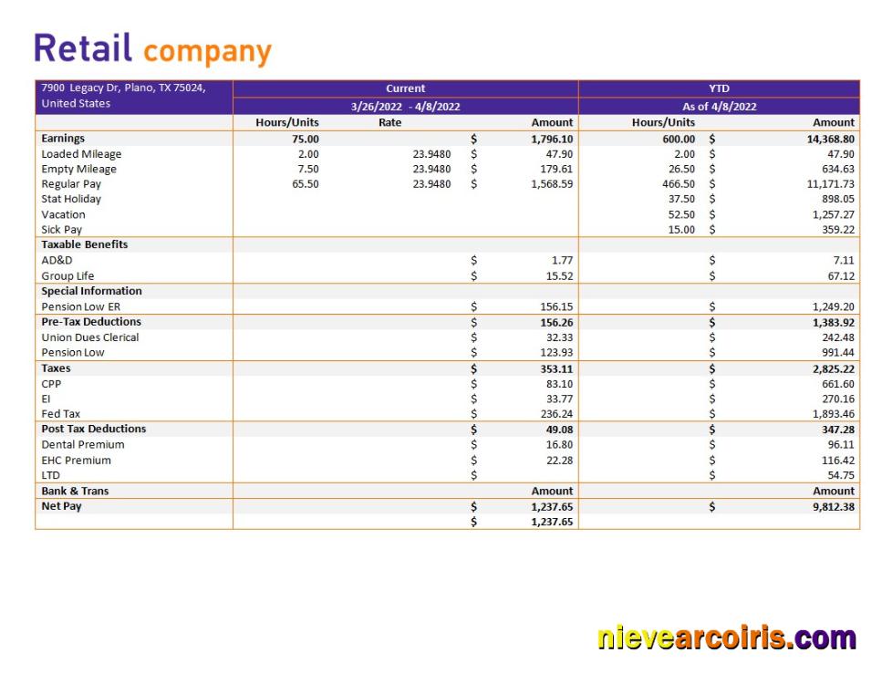 retail company earning statement